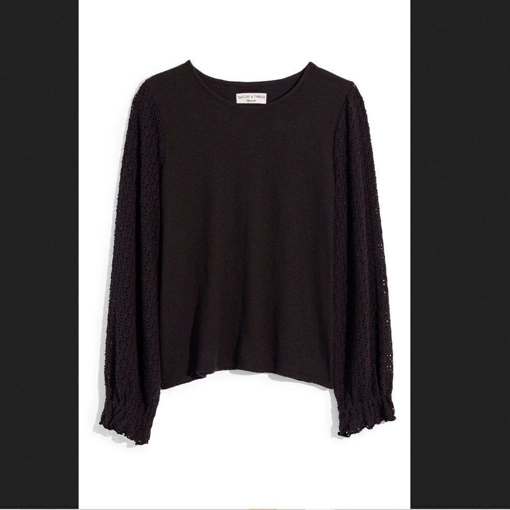 Madewell Texture &‎ Thread Eyelet Mix Ruffle Sleeve Top Size XS - Picture 3 of 5